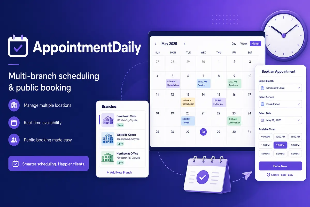 AppointmentDaily — multi-branch scheduling and booking